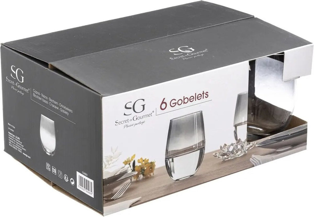 Lot de 6 verres tumbler bord noir Sauvage 540 ml