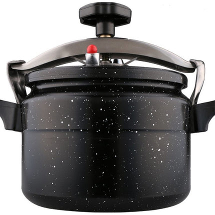 Schwarzer Schnellkochtopf 12 Liter mit Antihaft-Marmorbeschichtung.